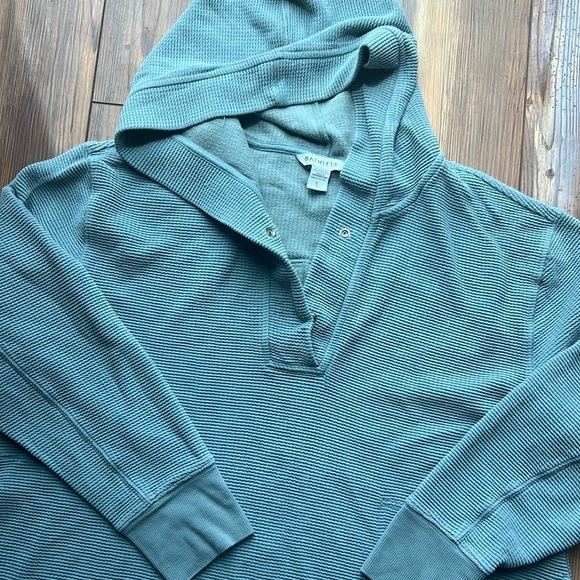 Athleta Women's Coaster Luxe Waffle Hoodie Minimalistic Blue Pullover Size M - Picture 3 of 11